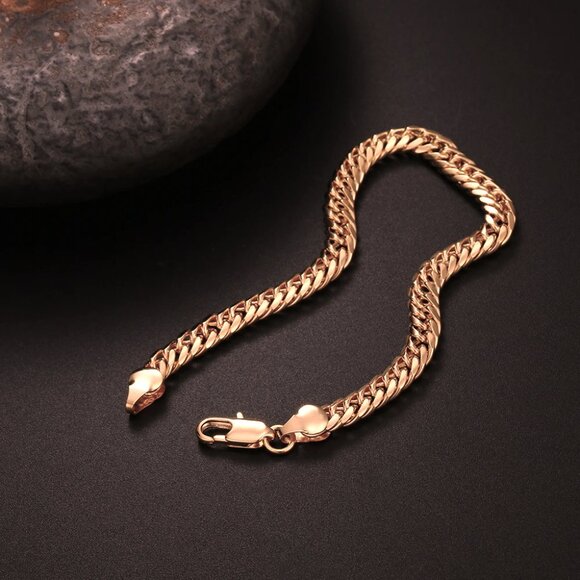 Beautiful 8" Miami Cuban Link Bracelet 6mm Wide 18K Rose Gold - Picture 5 of 5